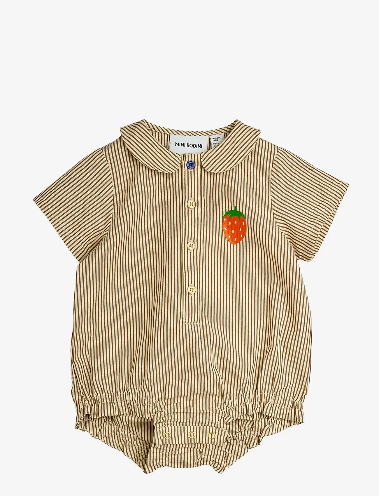 Mini Rodini - Poplin yd woven body - kortærmede bodyer - brown - 0