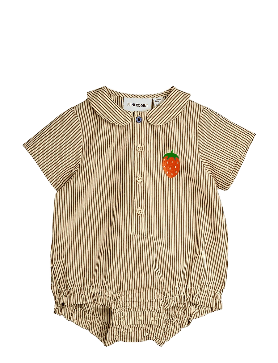 Mini Rodini - Poplin yd woven body - kortärmade bodies - brown - 0