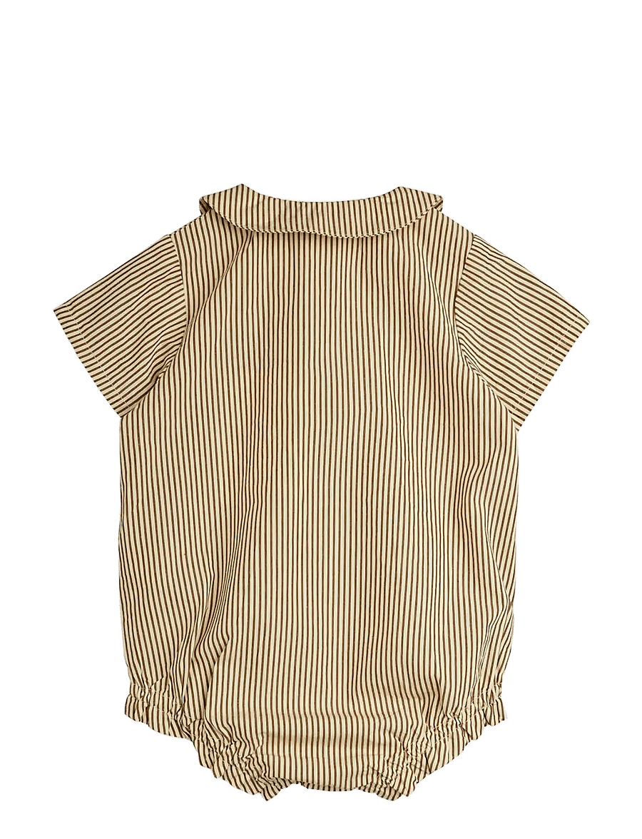 Mini Rodini - Poplin yd woven body - kortärmade bodies - brown - 1