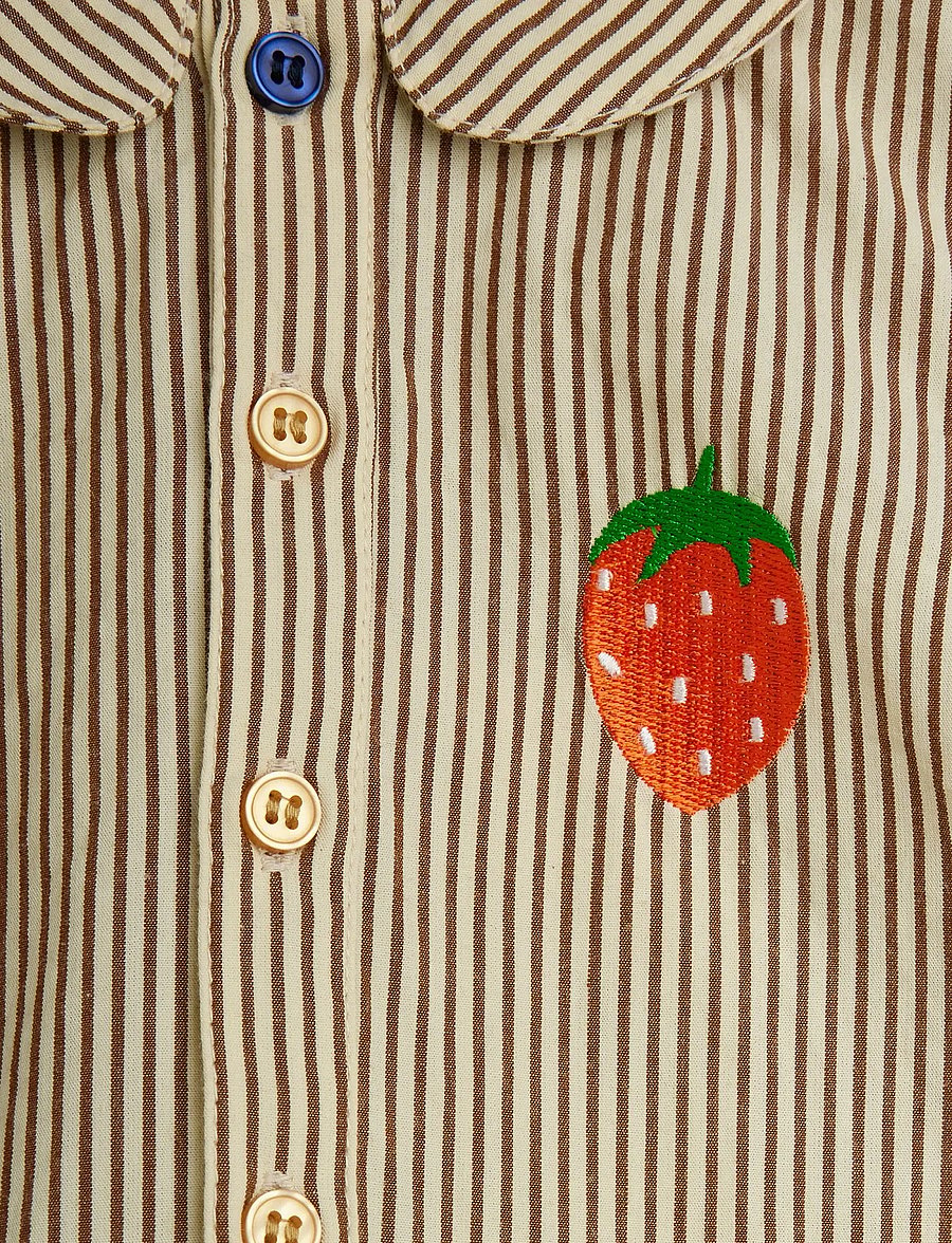 Mini Rodini - Poplin yd woven body - kortärmade bodies - brown - 2