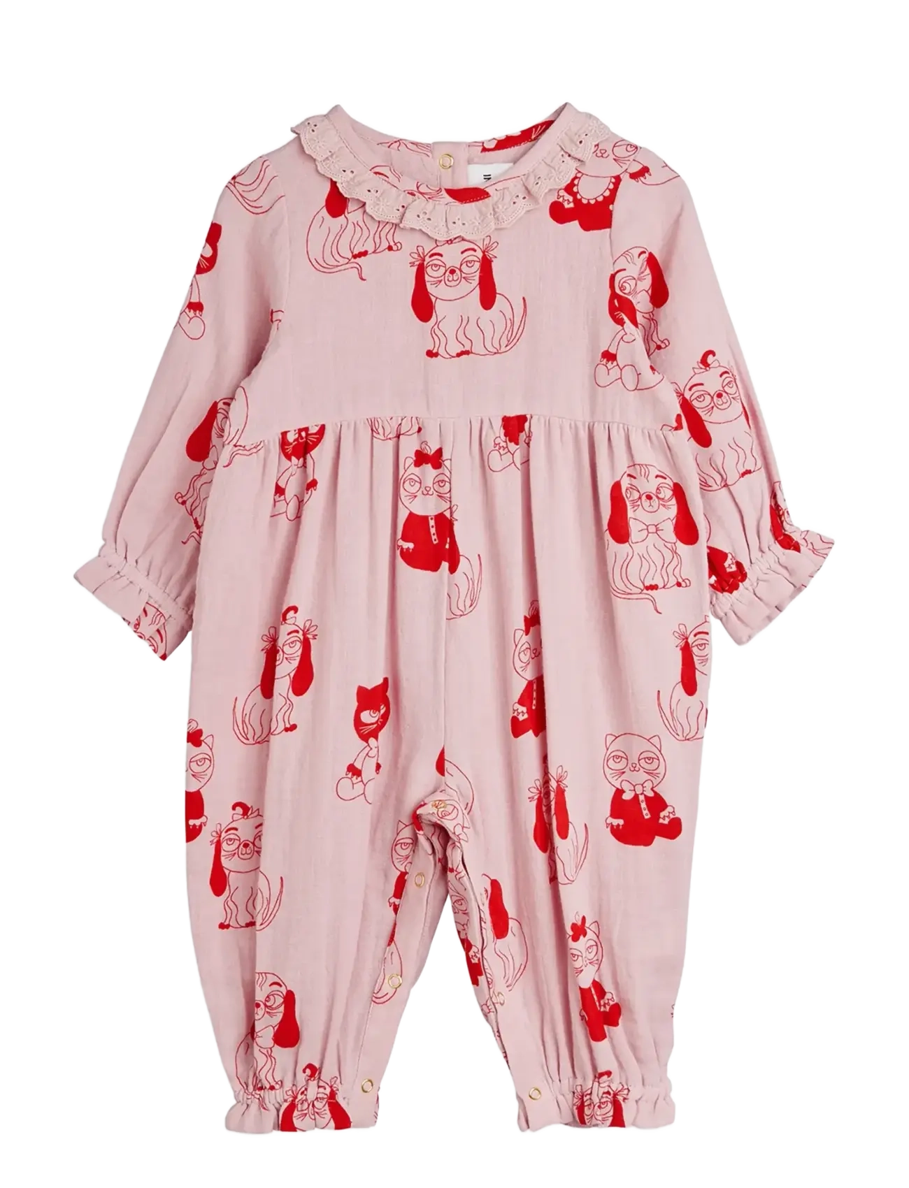 Mini Rodini Minibabies Aop Woven Jumpsuit, 68/74, Pink > Jumpsuits, Børn