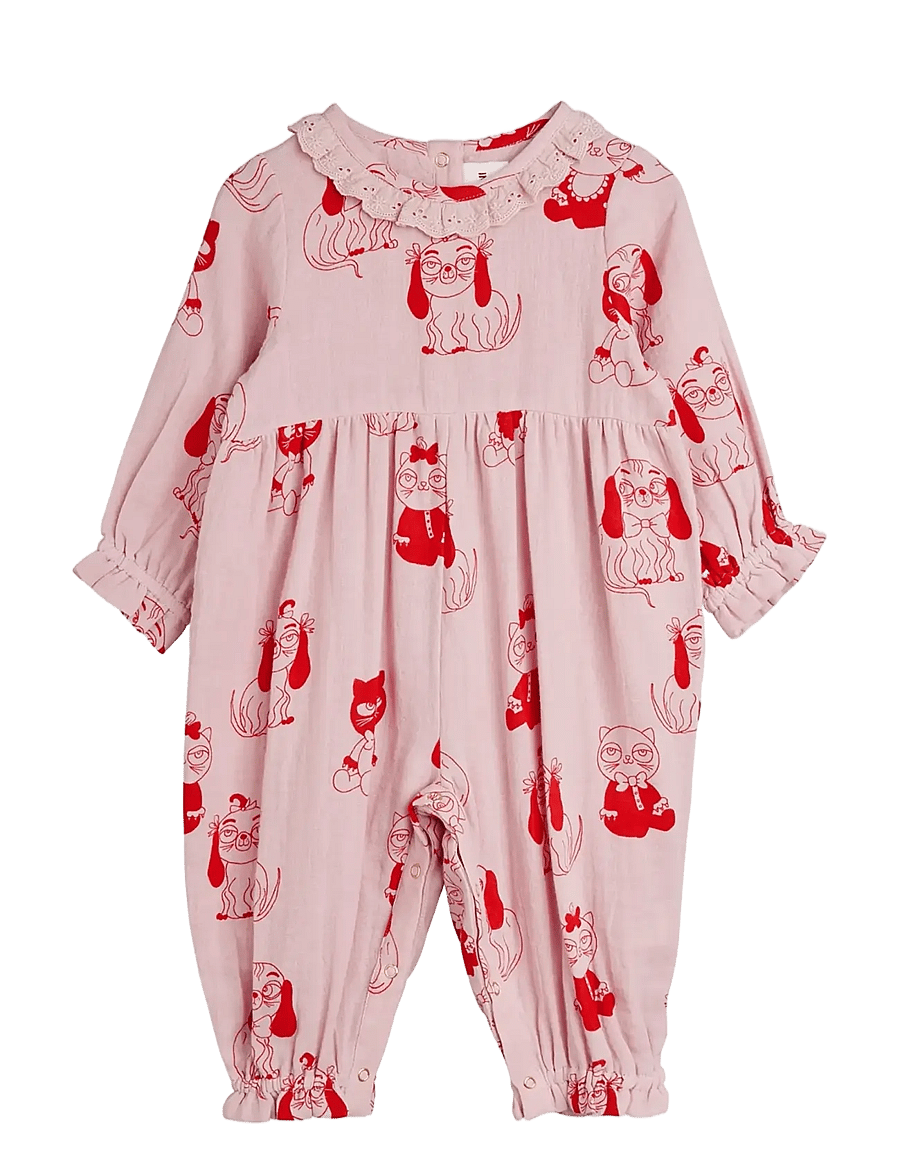 Mini Rodini - Minibabies aop woven jumpsuit - jumpsuits - pink - 0