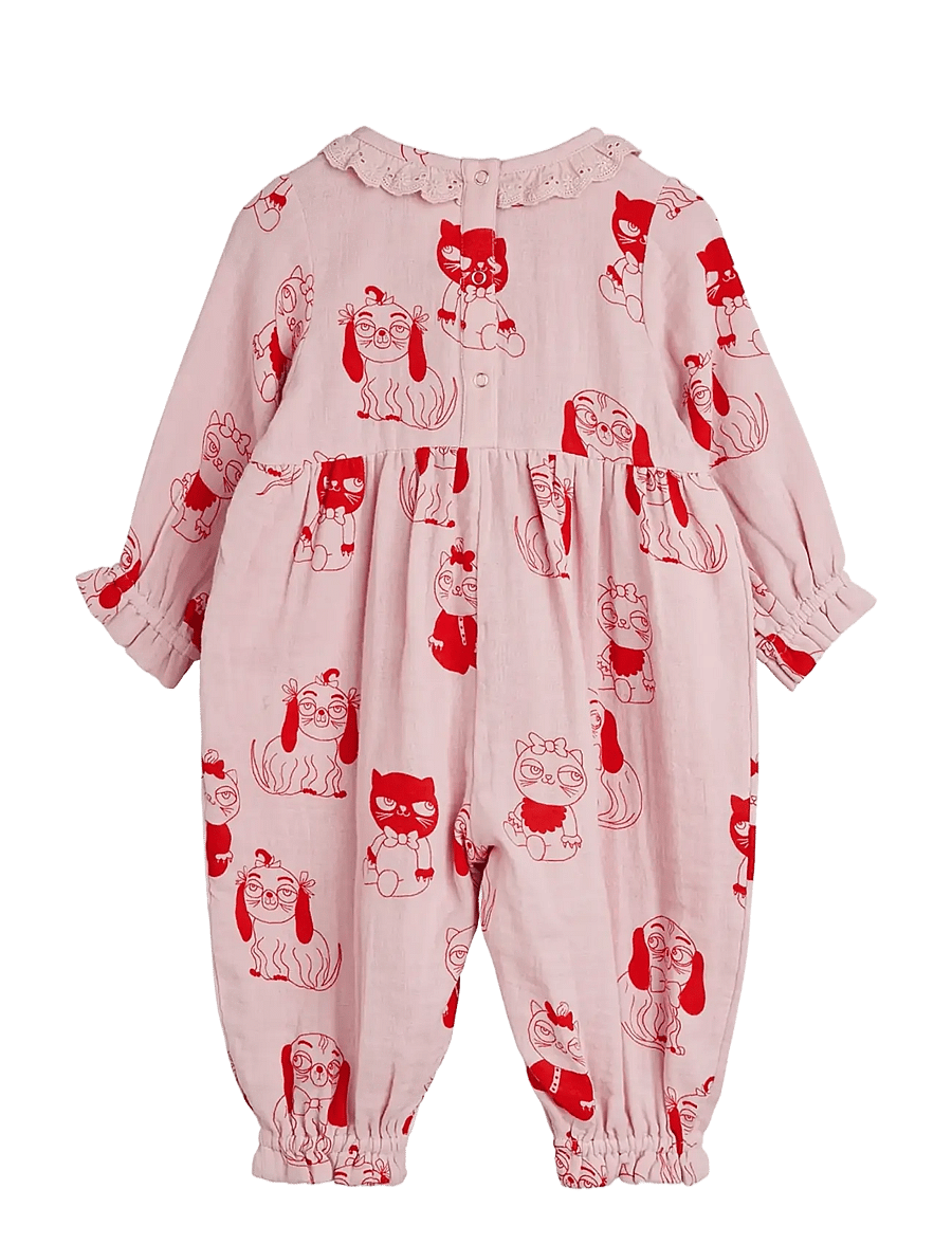 Mini Rodini - Minibabies aop woven jumpsuit - jumpsuits - pink - 1