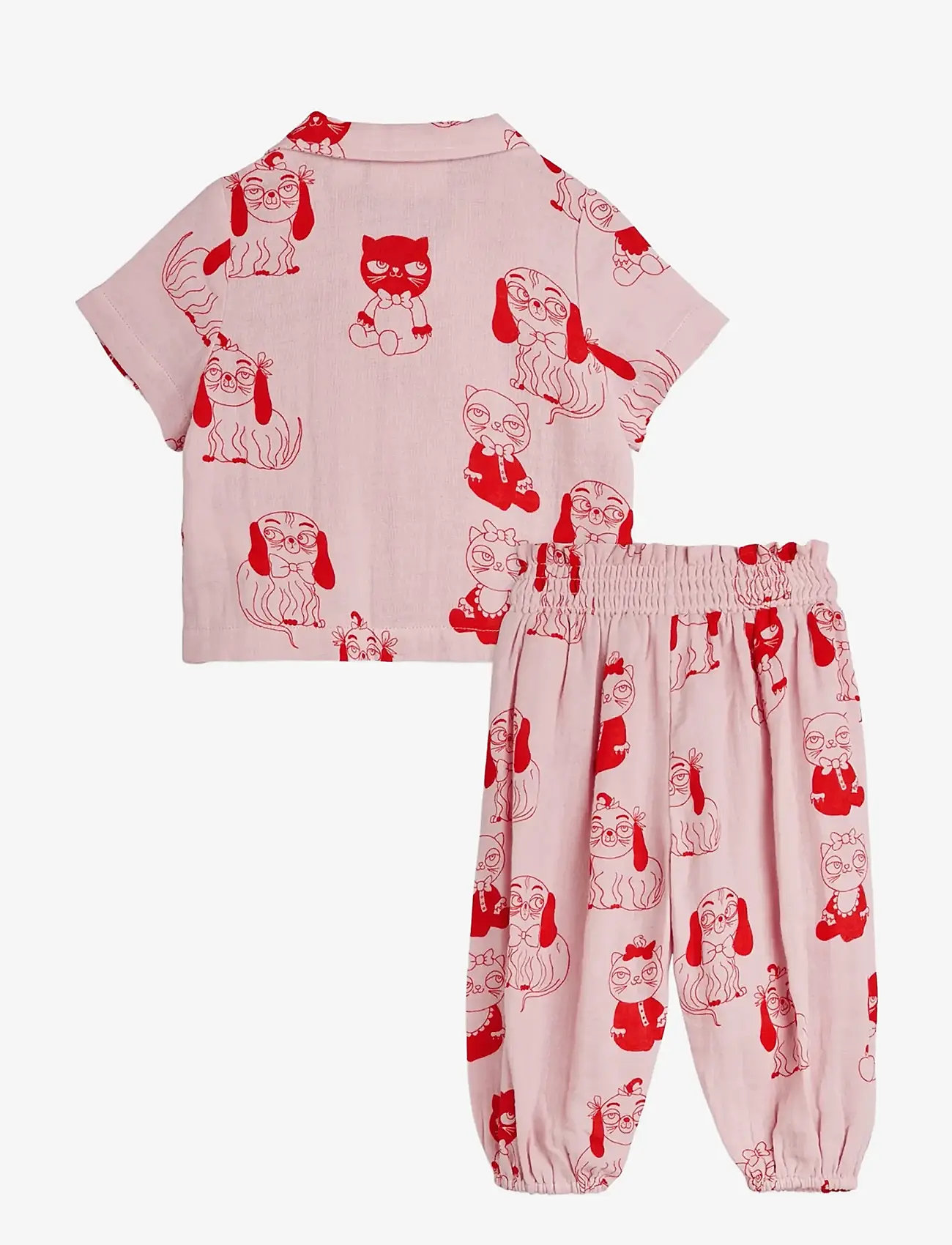 Mini Rodini - Minibabies aop baby set - sæt med kortærmet t-shirt - pink - 1