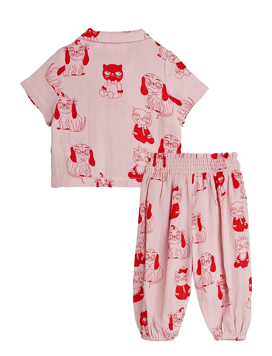 Mini Rodini - Minibabies aop baby set - sets mit kurzärmeligem t-shirt - pink - 1