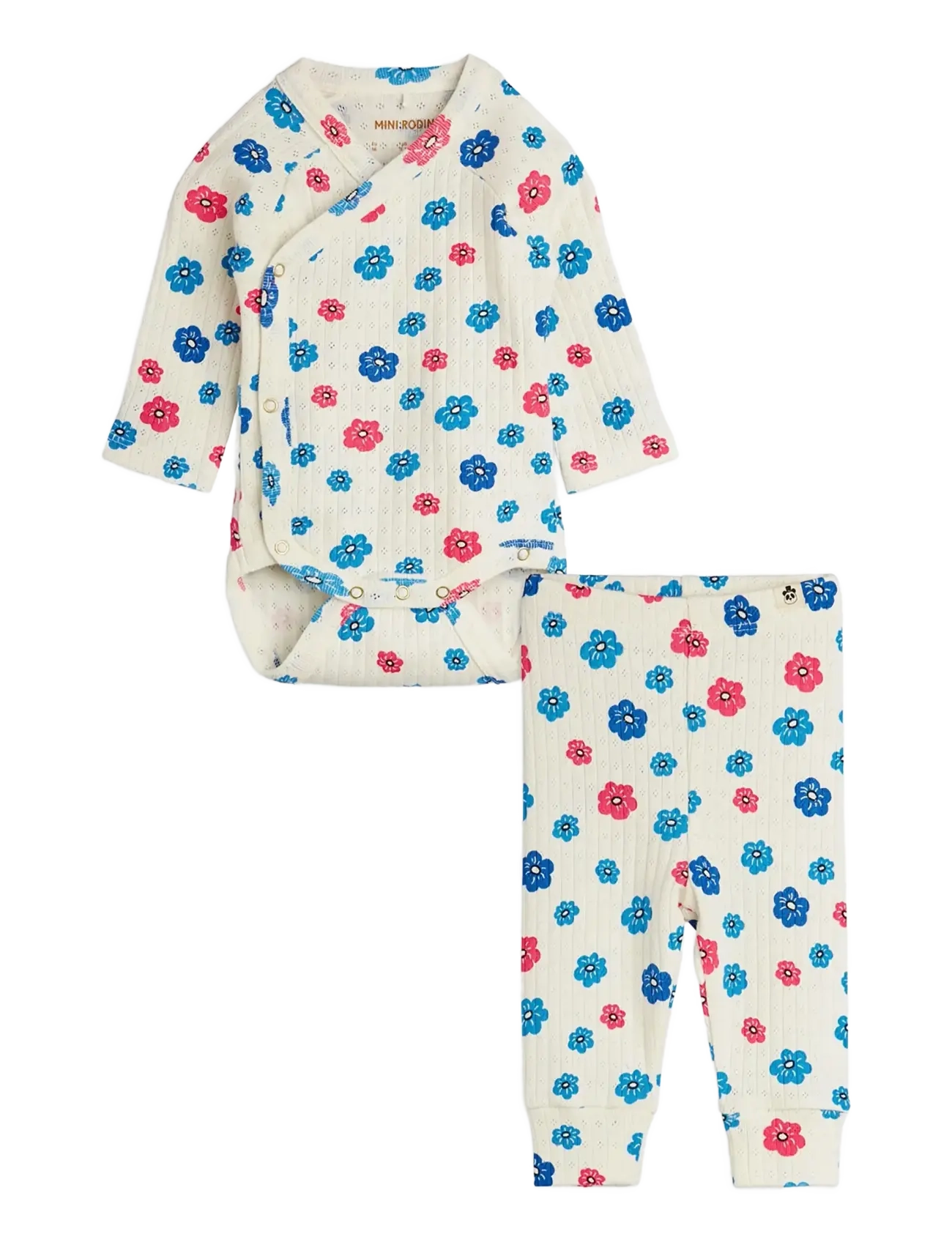 Mini Rodini Flowers Aop Pointelle Nb Baby Set, 62, Sets, Mehrfarbig/gemustert - Sets With Body, Kinder