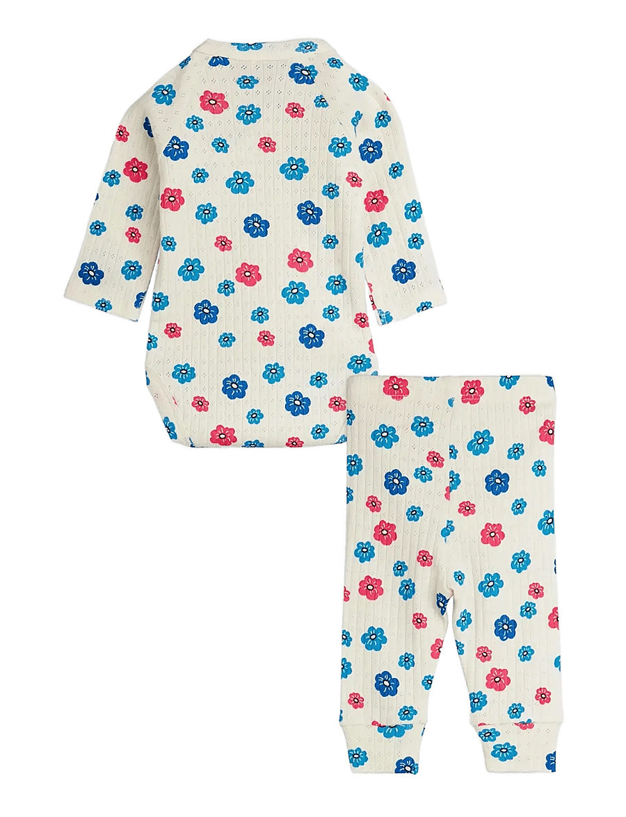 Mini Rodini - Flowers aop pointelle nb baby set - ensembles avec body - multi - 1
