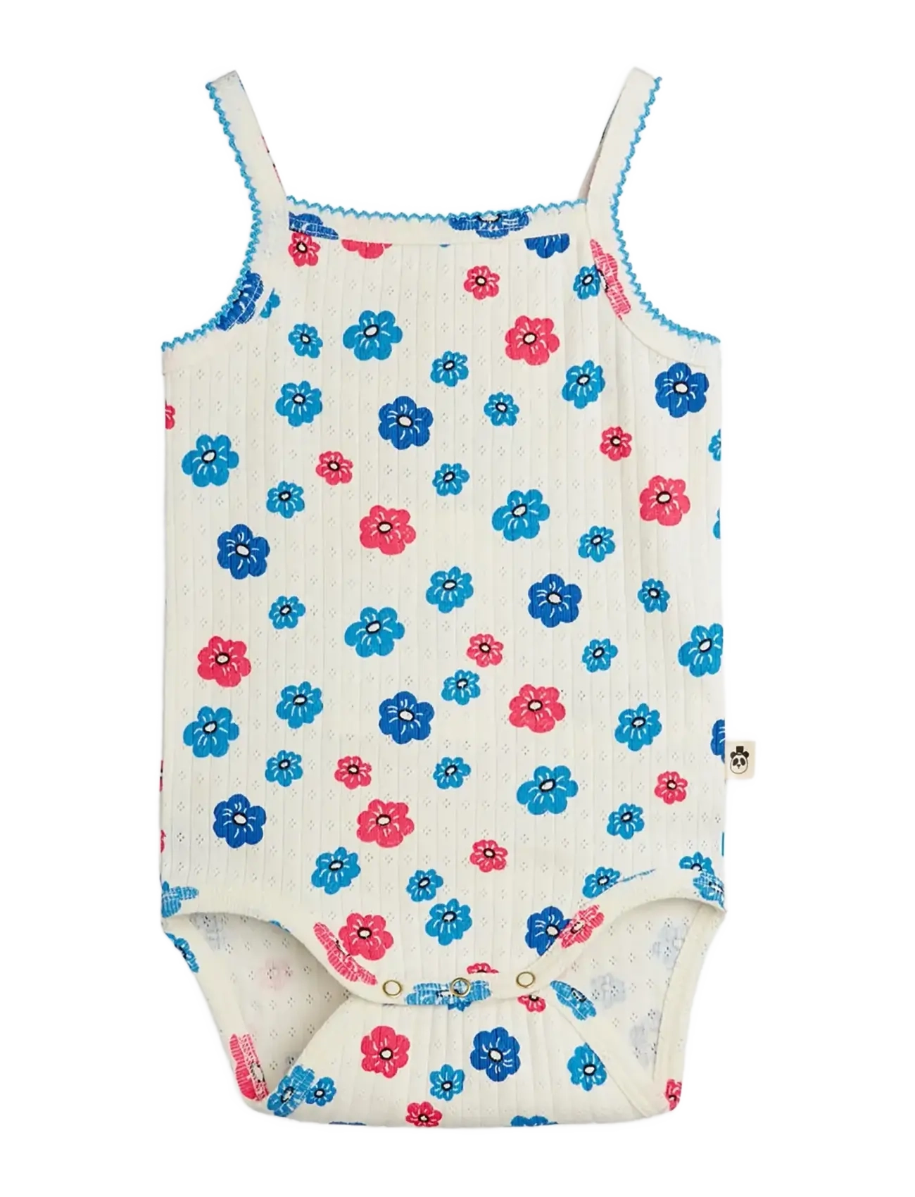 Mini Rodini Flowers aop picot edge pointelle body - Ärmellose Bodys - MULTI / multi
