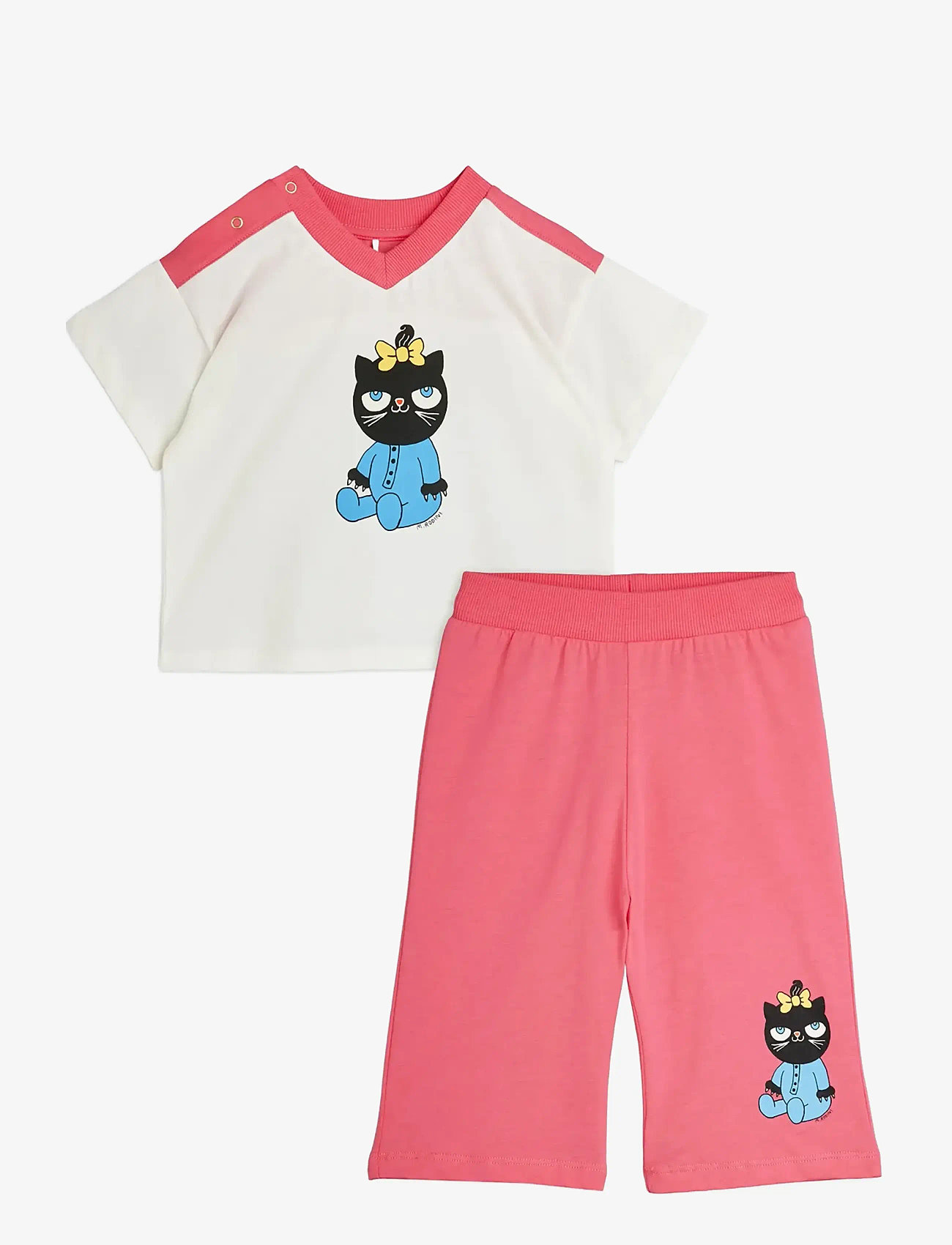 Mini Rodini - Cat sp baby set - sæt med kortærmet t-shirt - pink - 0