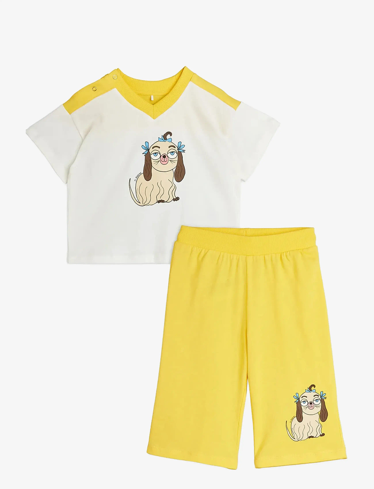Mini Rodini - Dog sp baby set - sæt med kortærmet t-shirt - yellow - 0