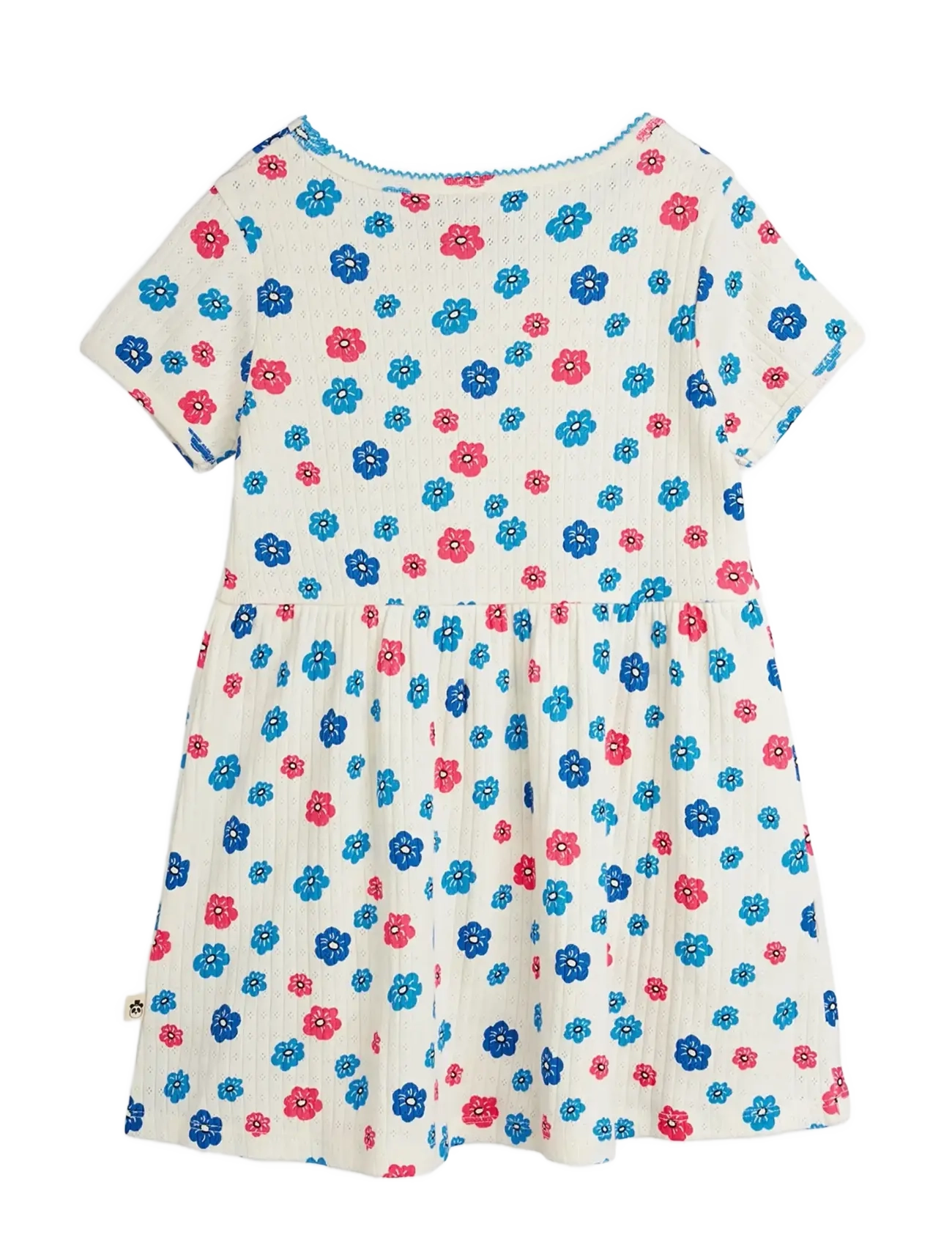 Mini Rodini - Flowers aop picot edge pointelle ss dress - kurzärmelige babykleider - multi - 1