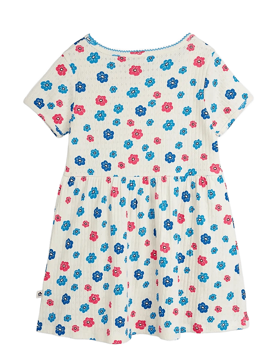 Mini Rodini - Flowers aop picot edge pointelle ss dress - babyjurken met korte mouwen - multi - 1