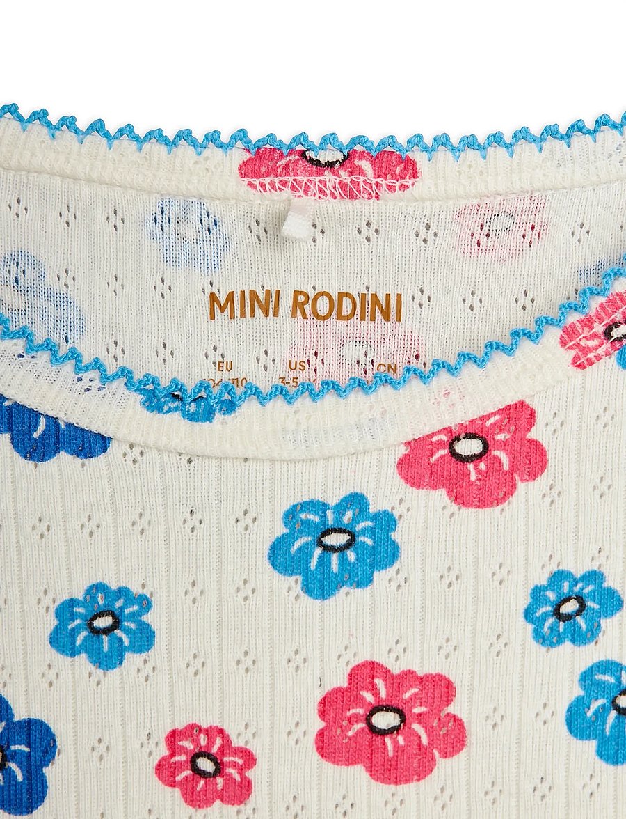 Mini Rodini - Flowers aop picot edge pointelle ss dress - babyjurken met korte mouwen - multi - 2