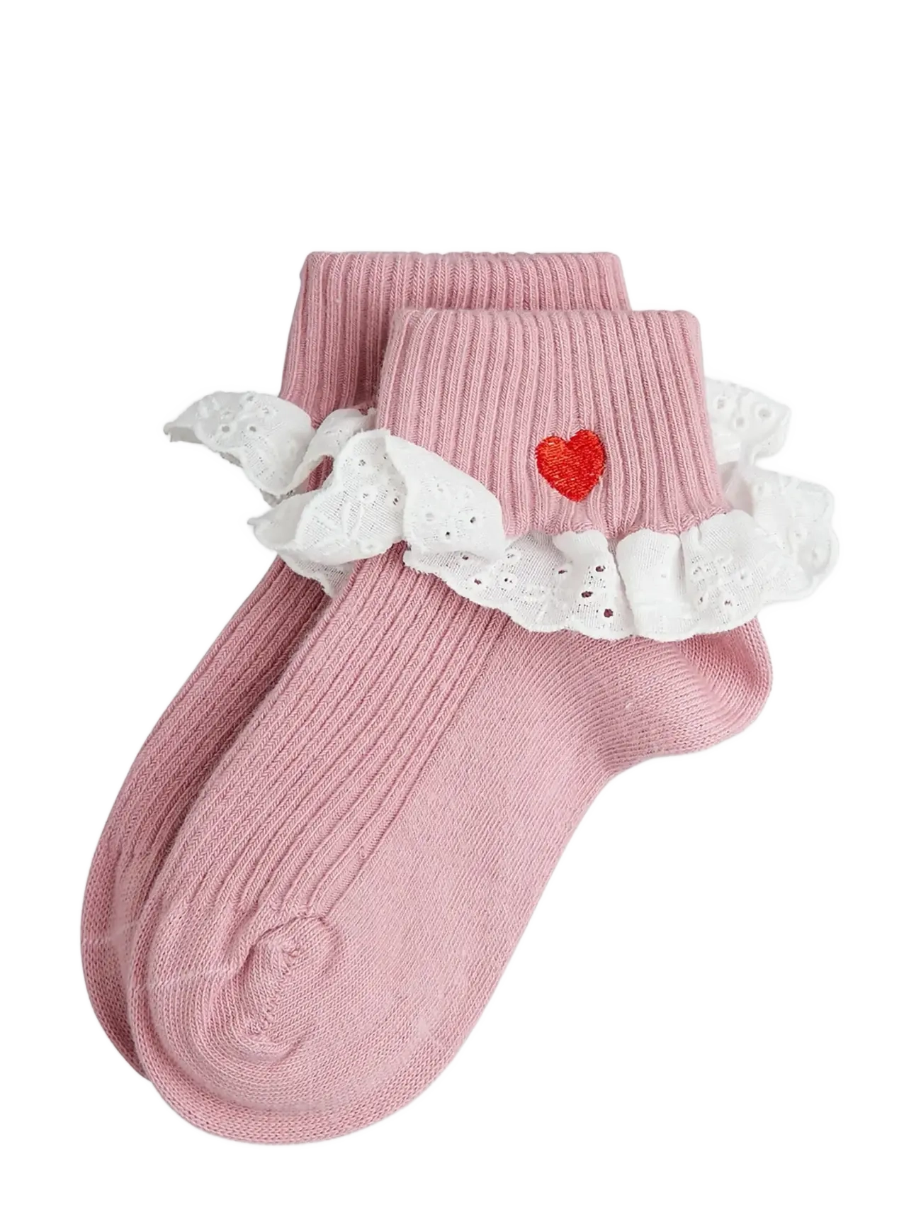 Mini Rodini Heart Lace 1-Pack Socks, 20/23, Socken & Strumpfhosen, Rosa - Baby Kinder