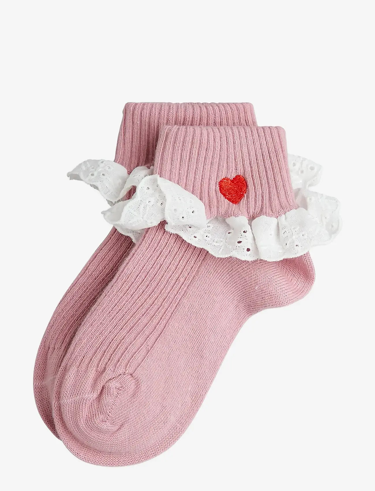 Mini Rodini - Heart lace 1-pack socks - babysokker - pink - 0
