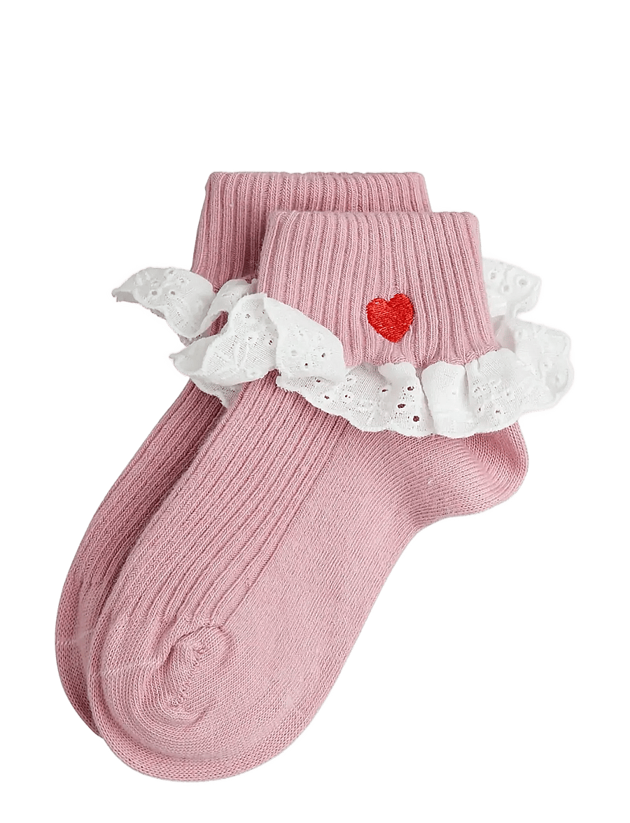 Mini Rodini - Heart lace 1-pack socks - beebisokid - pink - 0