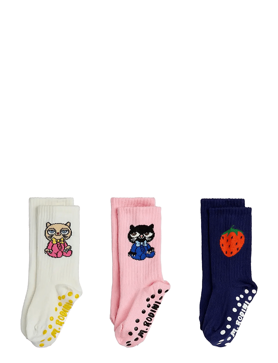 Mini Rodini - Cats 3-pack anti-slip socks - libisemisvastased sokid - multi - 0