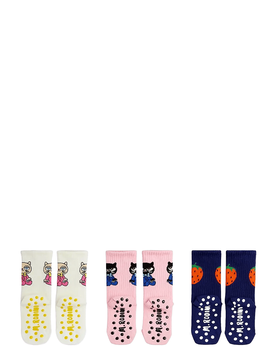Mini Rodini - Cats 3-pack anti-slip socks - libisemisvastased sokid - multi - 1