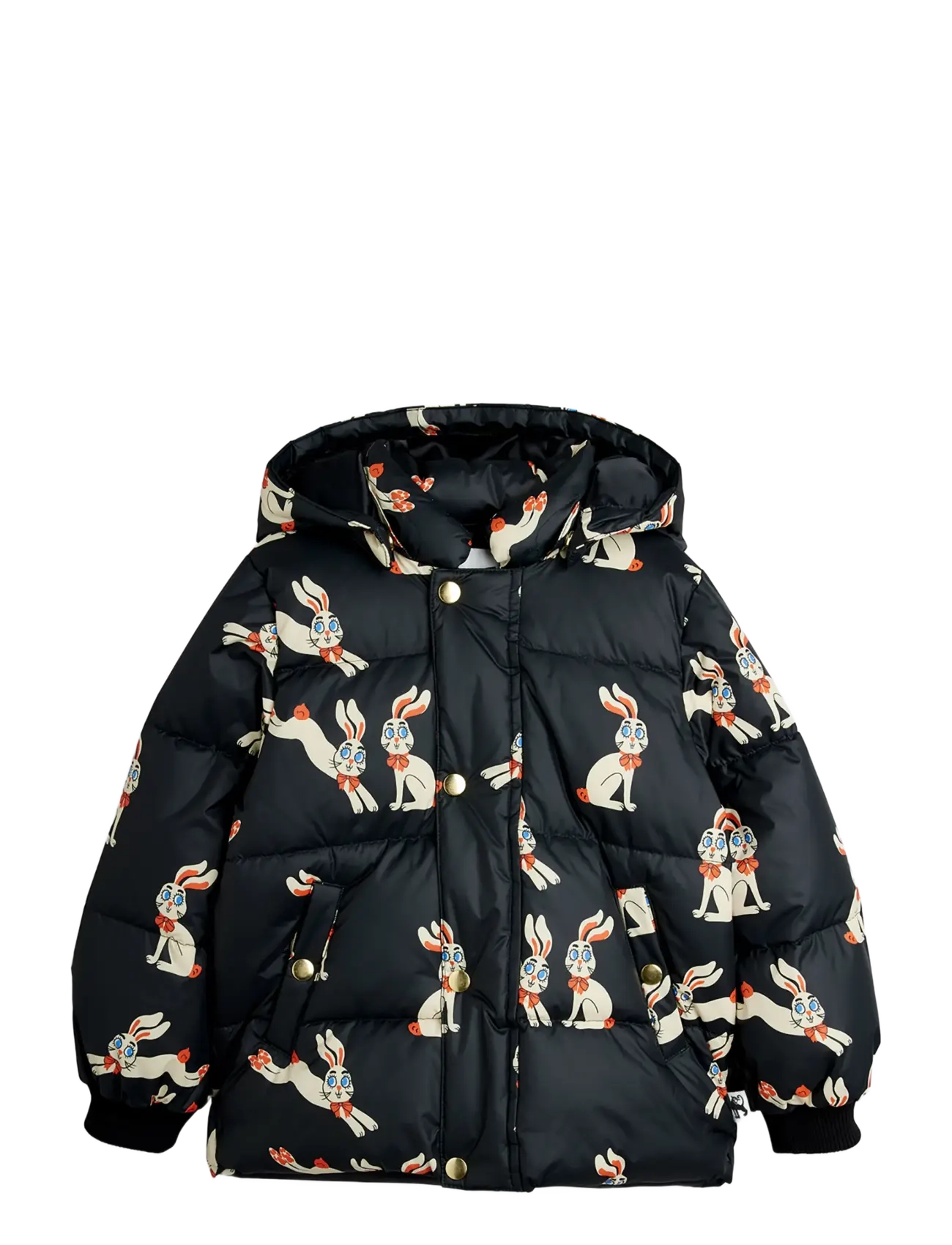 Mini Rodini Rabbits aop hooded puffer - New Arrivals - BLACK / black