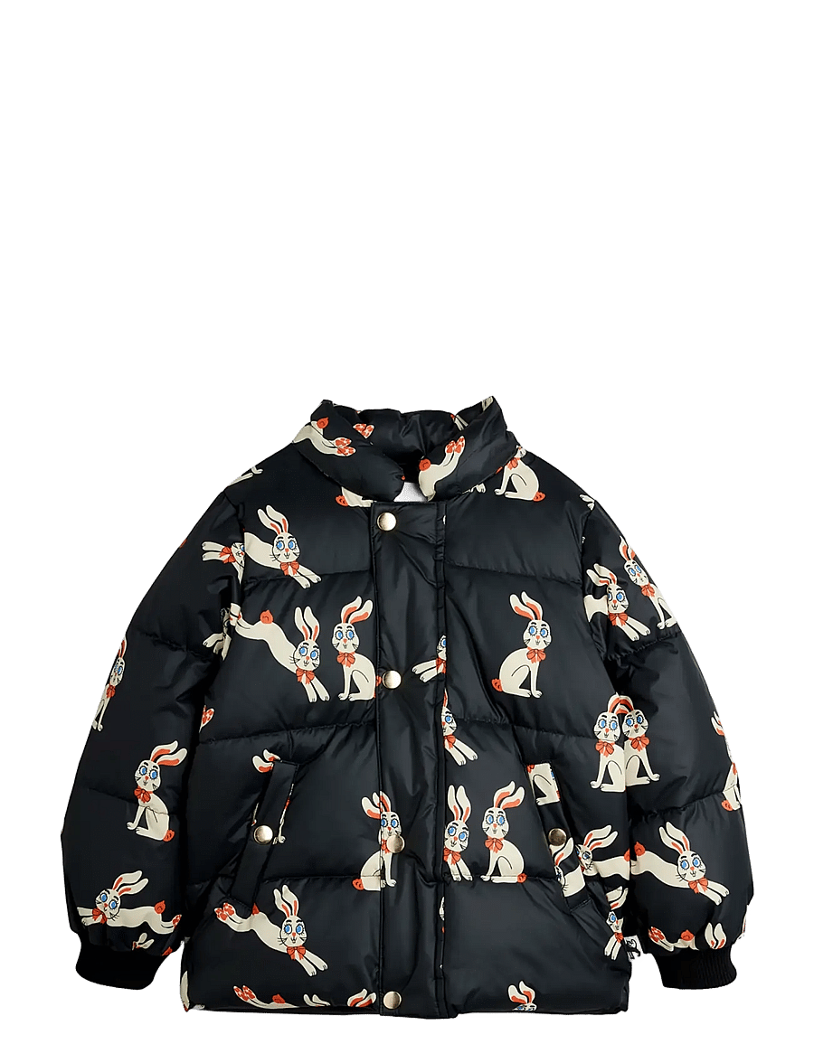 Mini Rodini - Rabbits aop hooded puffer - thermo-jacken - black - 1