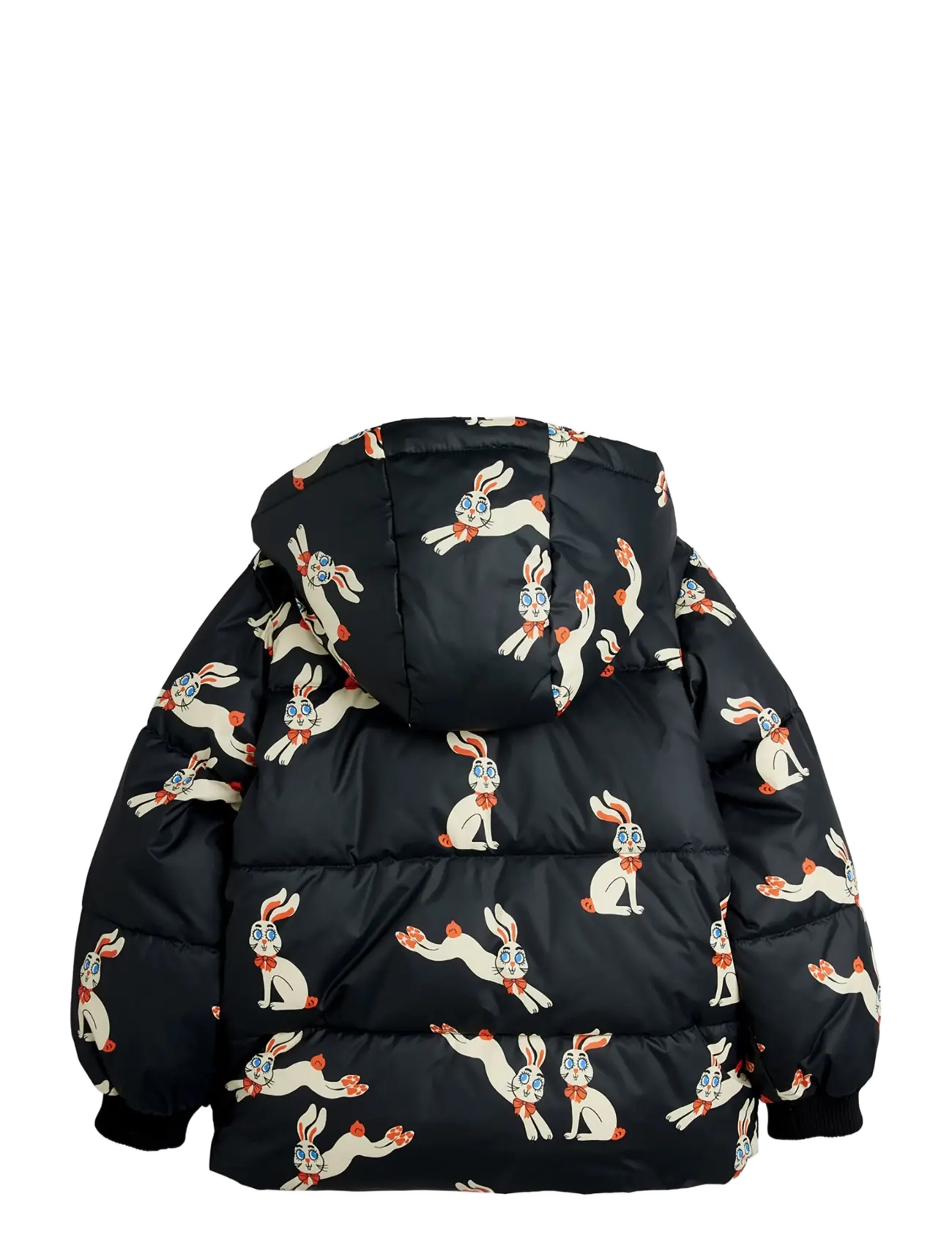 Mini Rodini - Rabbits aop hooded puffer - black - 2