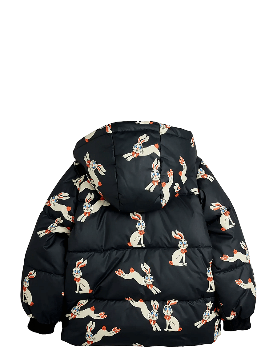 Mini Rodini - Rabbits aop hooded puffer - thermo-jacken - black - 2