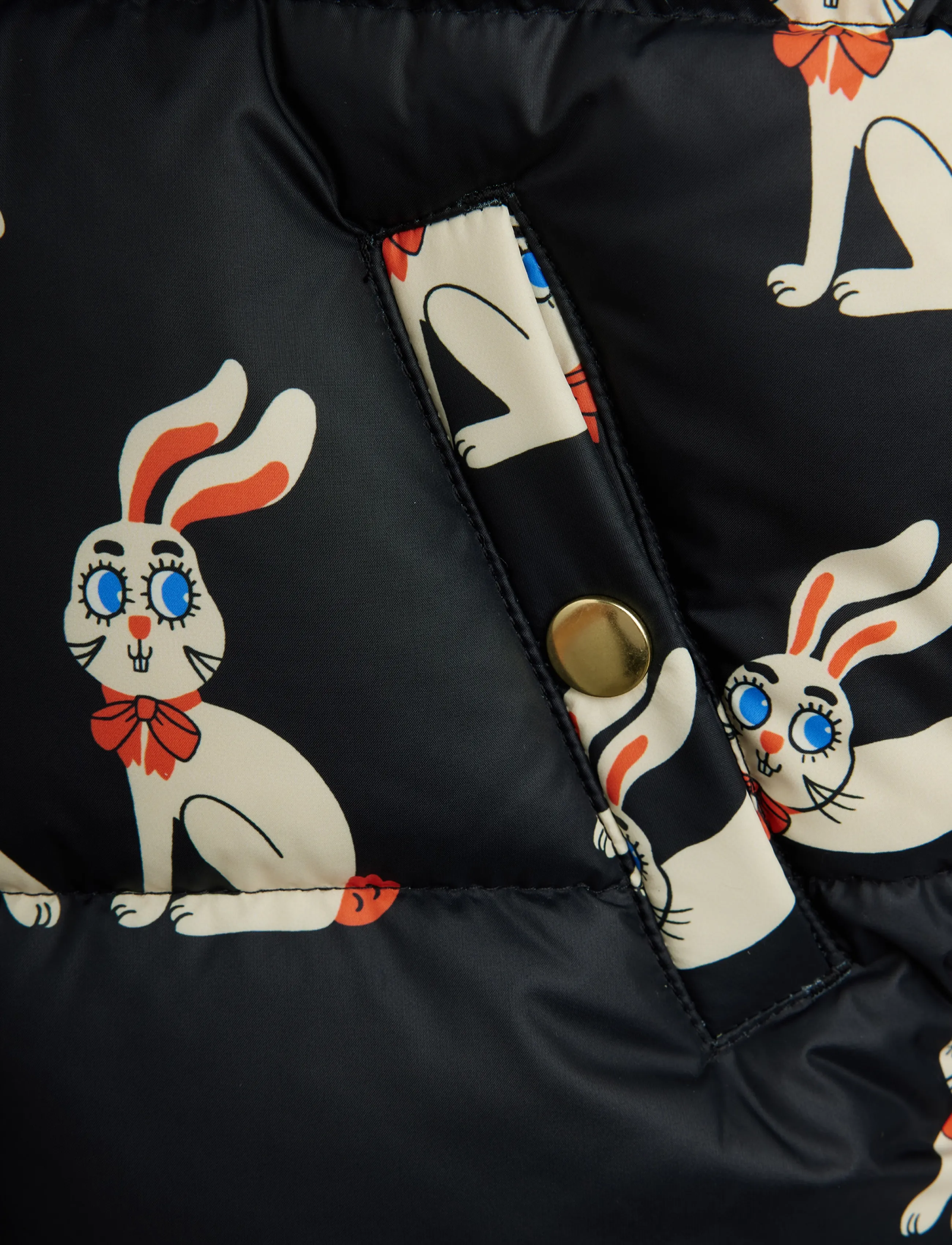 Mini Rodini - Rabbits aop hooded puffer - black - 3