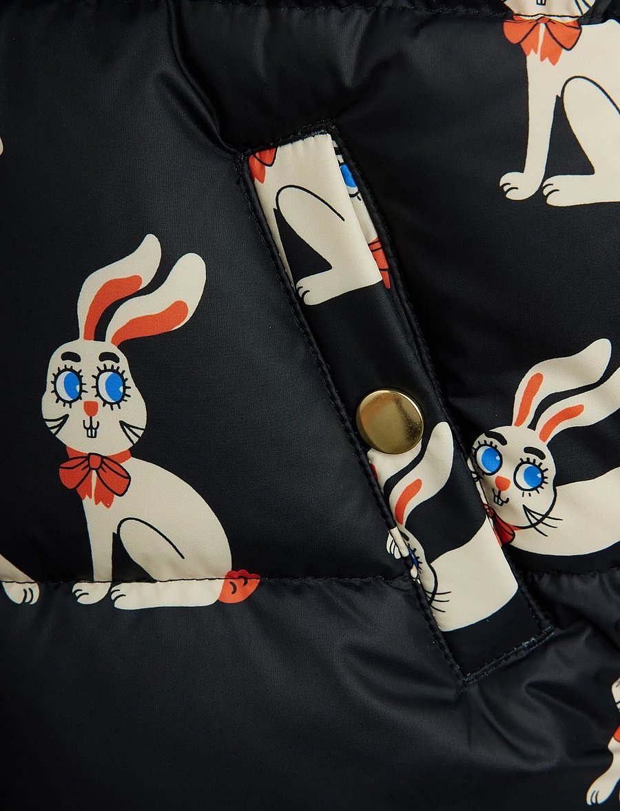 Mini Rodini - Rabbits aop hooded puffer - thermo-jacken - black - 3