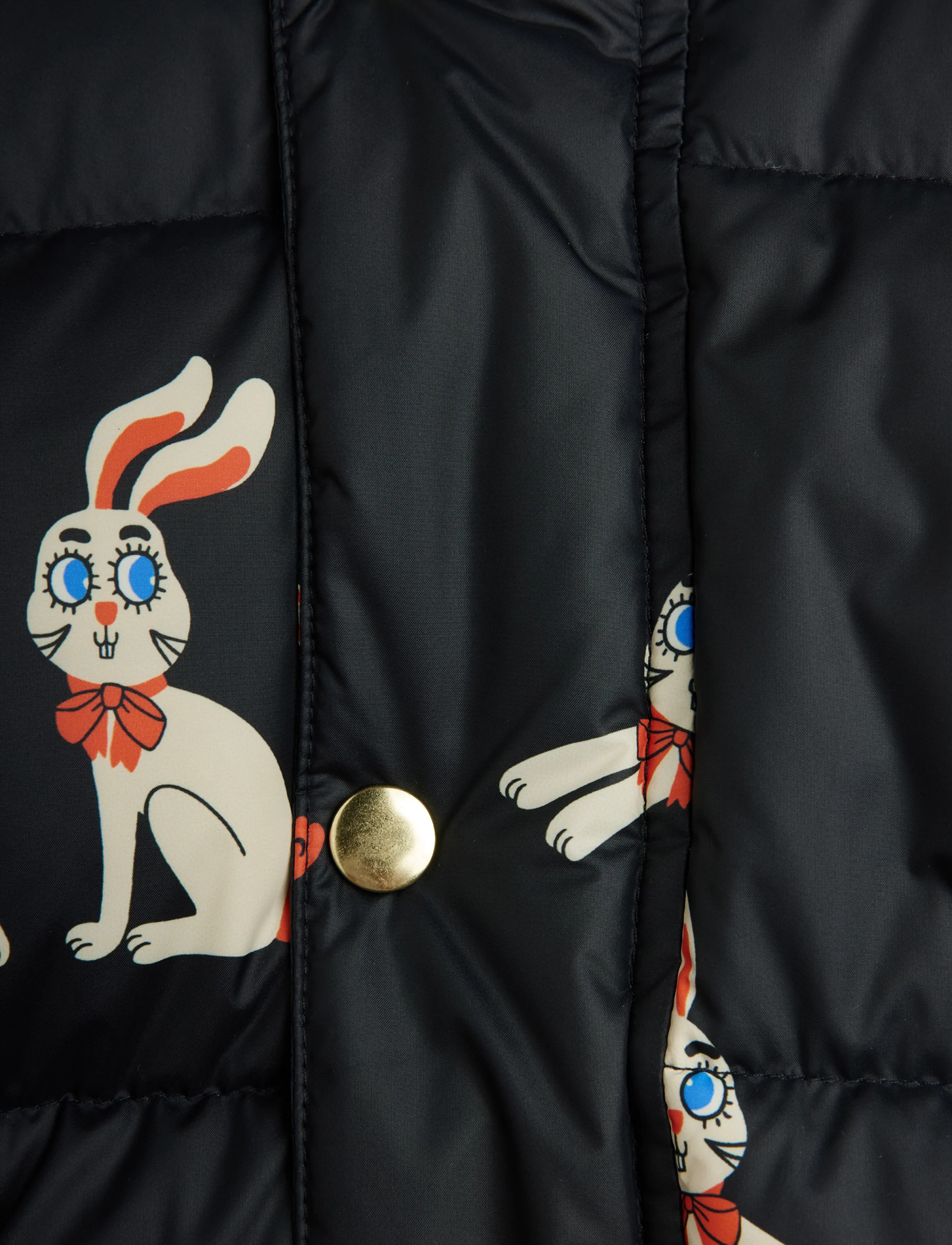 Mini Rodini - Rabbits aop hooded puffer - black - 4