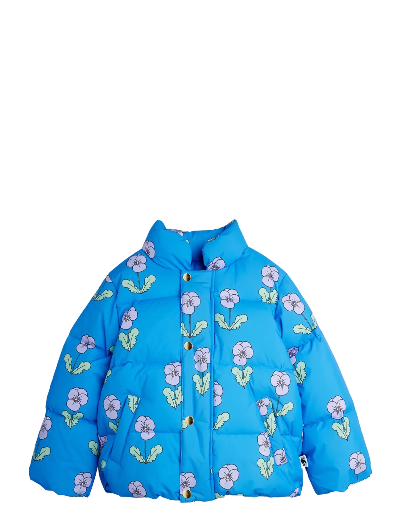 Mini Rodini Violas Aop Citypuffer, 68/74, Jackets & Coats, Blau - Puffer Padded, Kinder