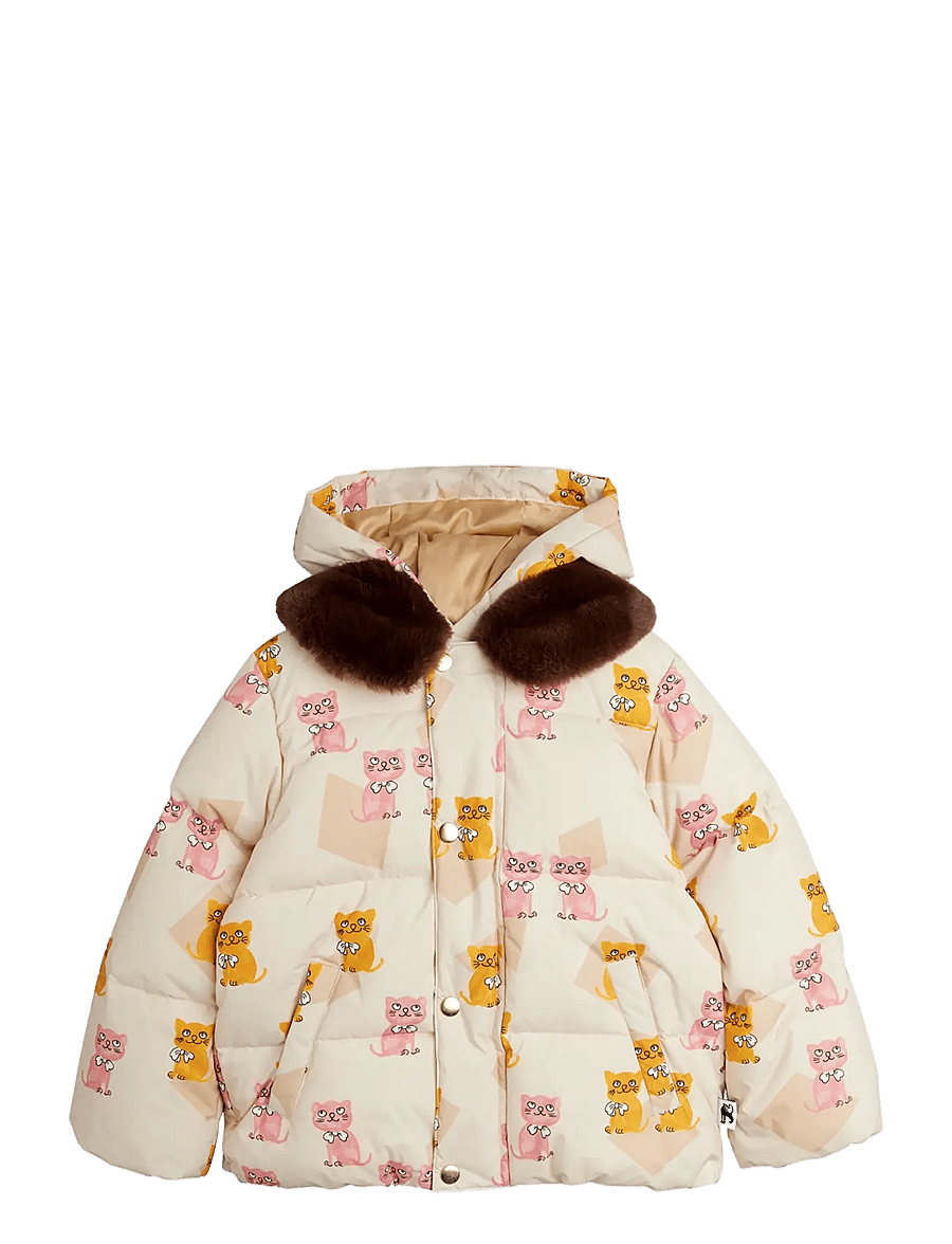 Mini Rodini - Kittens aop faux fur collar puffer - soojad ja polsterdatud - multi - 0
