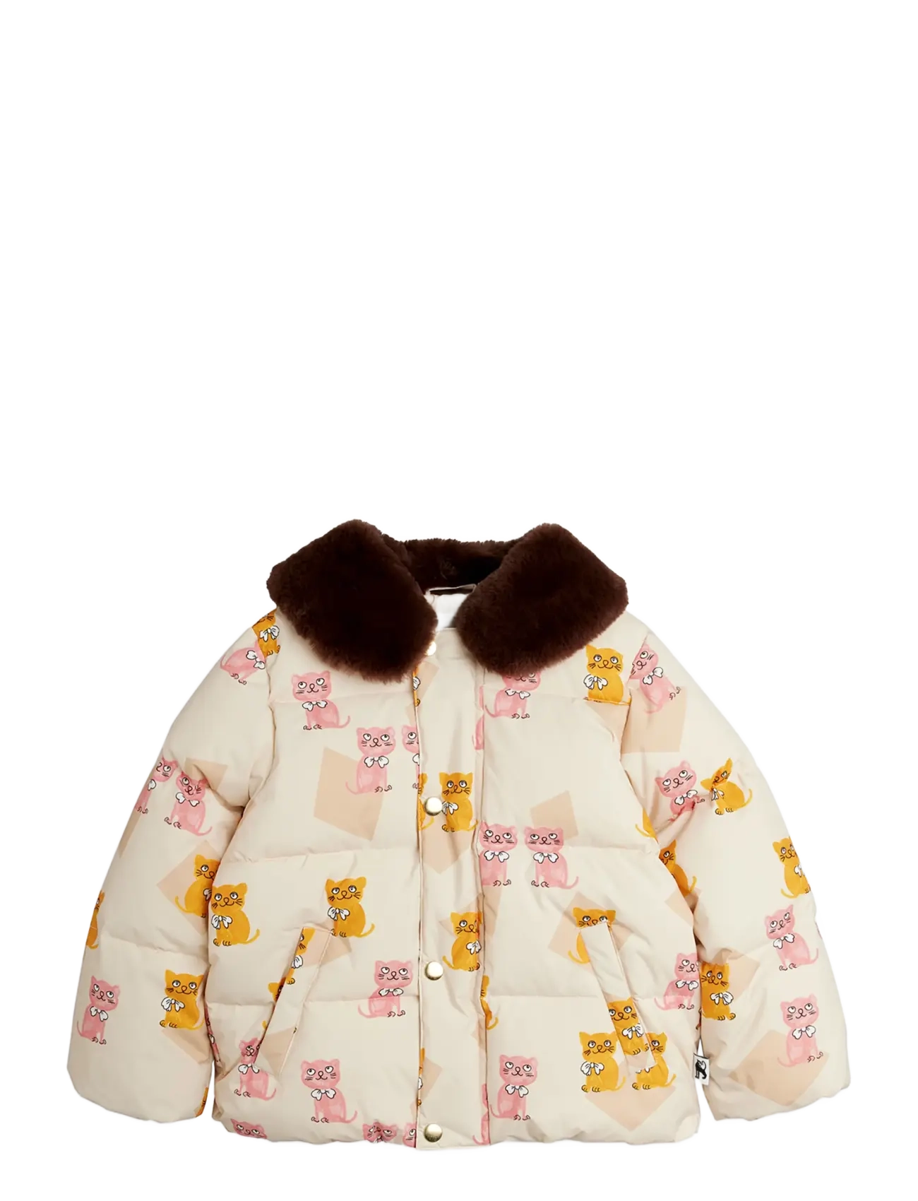 Mini Rodini - Kittens aop faux fur collar puffer - soojad ja polsterdatud - multi - 1