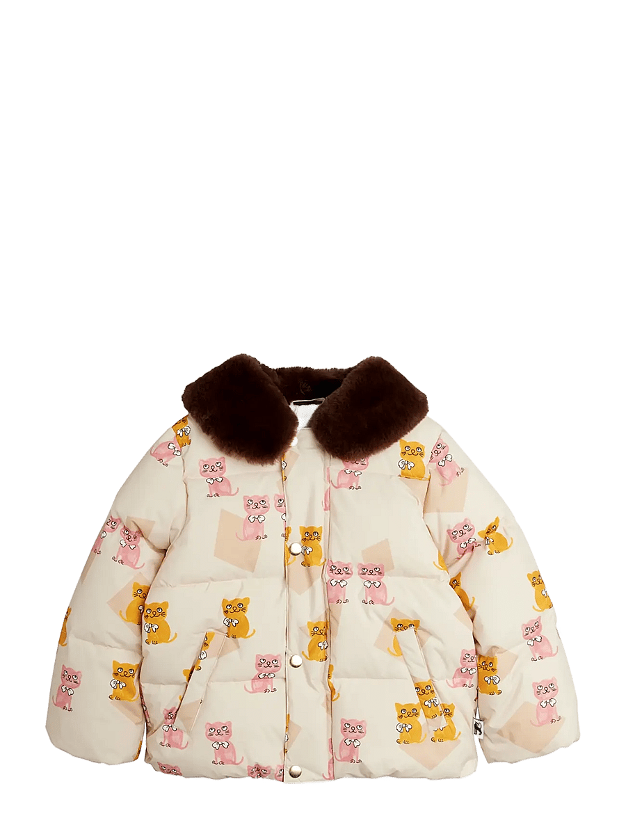 Mini Rodini - Kittens aop faux fur collar puffer - soojad ja polsterdatud - multi - 1