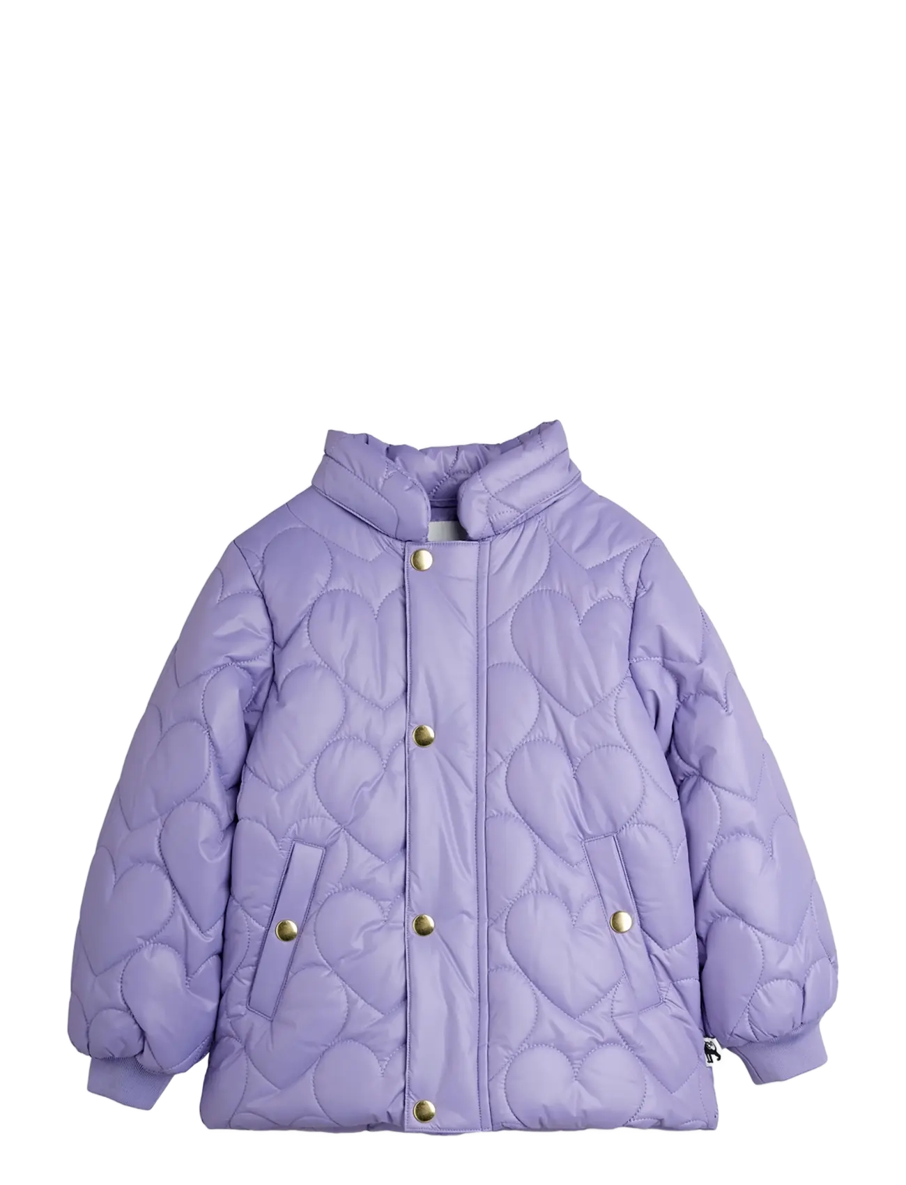 Mini Rodini - Heart quilted hooded puffer - purple - 1