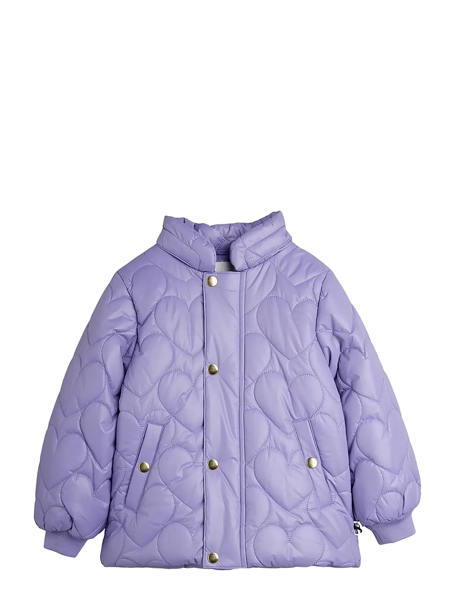 Mini Rodini - Heart quilted hooded puffer - quilted jackets - purple - 1