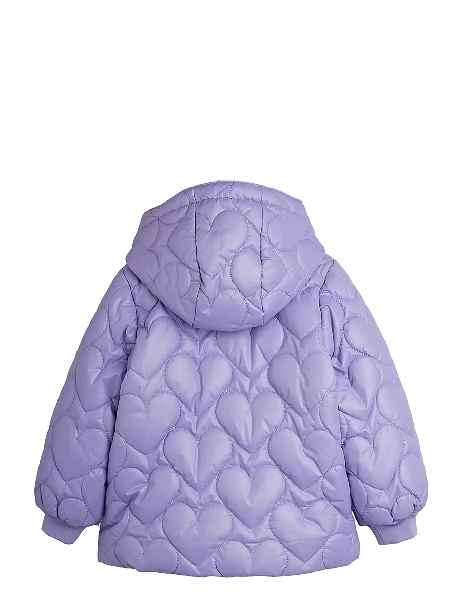 Mini Rodini - Heart quilted hooded puffer - quilted jackets - purple - 2