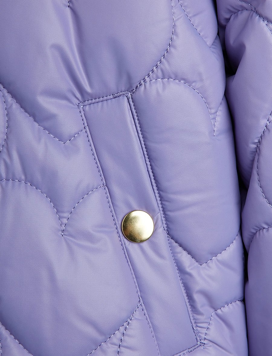Mini Rodini - Heart quilted hooded puffer - quilted jackets - purple - 3
