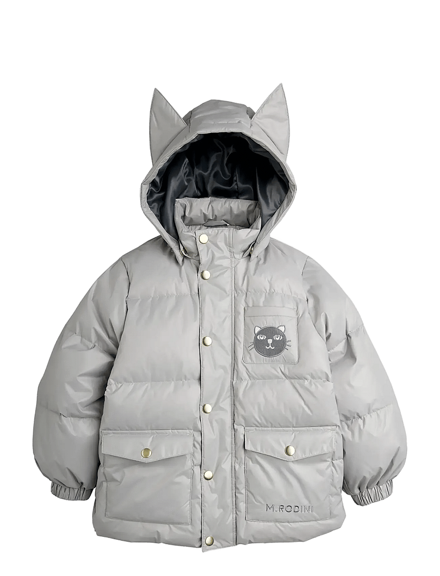 Mini Rodini - Cat ears heavy puffer - daunen- und steppjacken - grey - 0