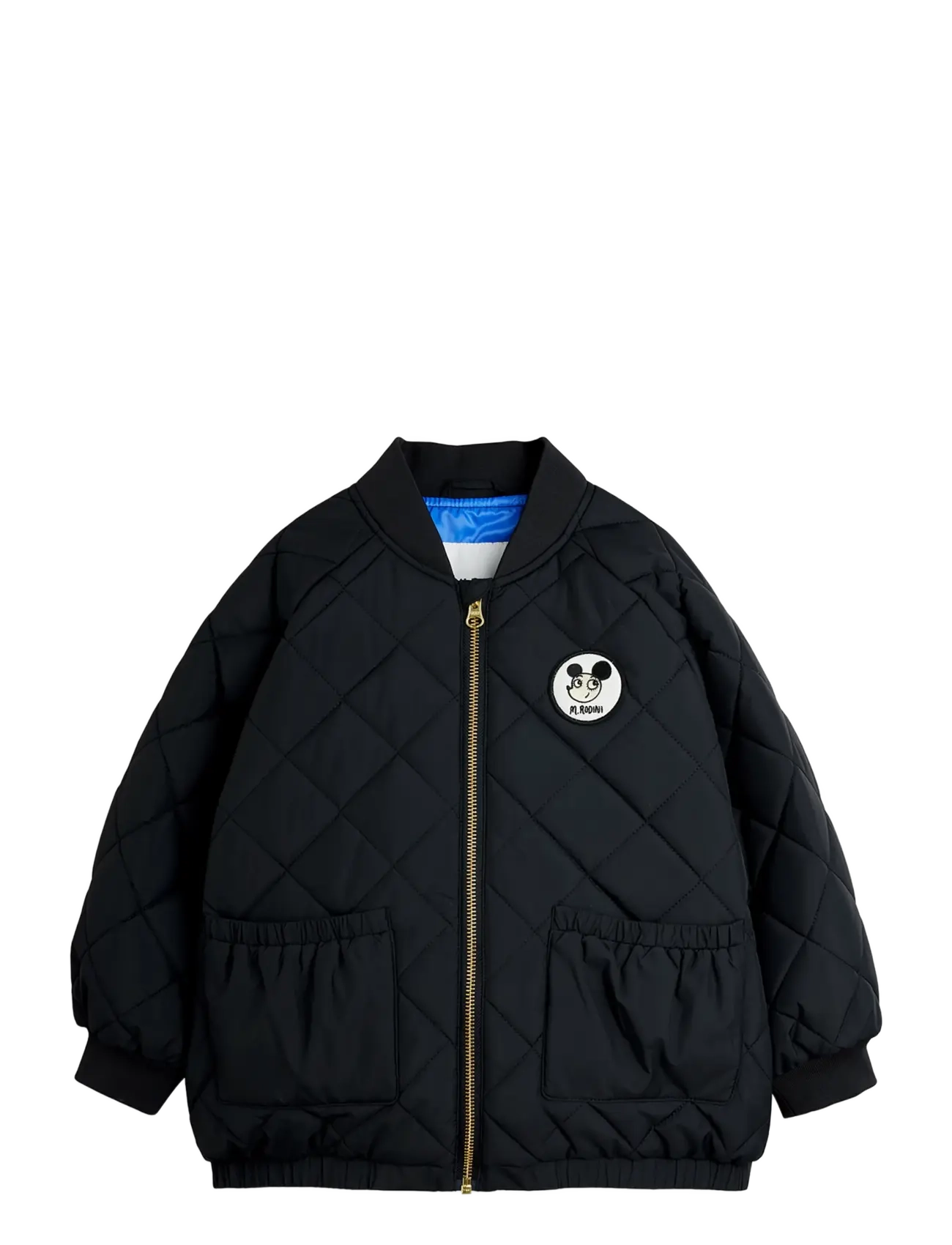 Mini Rodini Ritzratz Patch Quilted Puffer, 68/74, Jackets & Coats, Schwarz - Bomber, Kinder