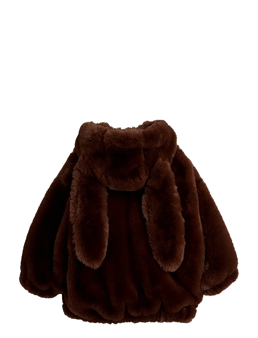 Mini Rodini - Rabbit ear faux fur jacket - kunstkarusnahk - brown - 2