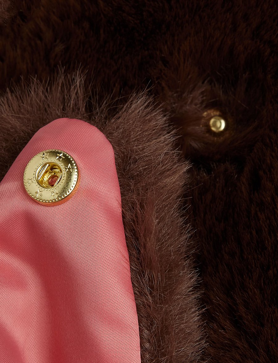 Mini Rodini - Rabbit ear faux fur jacket - kunstkarusnahk - brown - 4