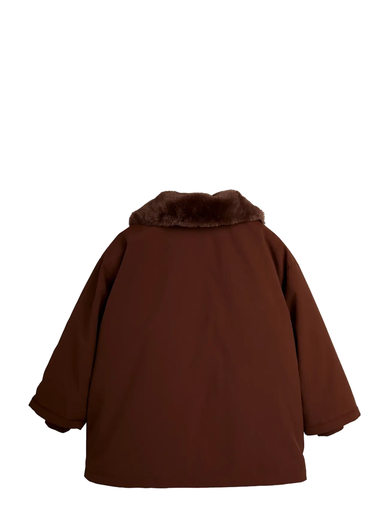 Mini Rodini - Padded nylon parka with faux fur collar - brown - 1