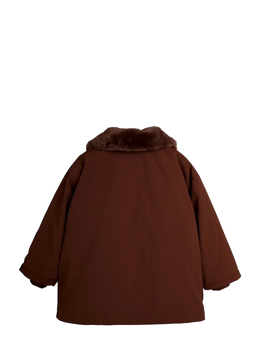Mini Rodini - Padded nylon parka with faux fur collar - daunen- und steppjacken - brown - 1