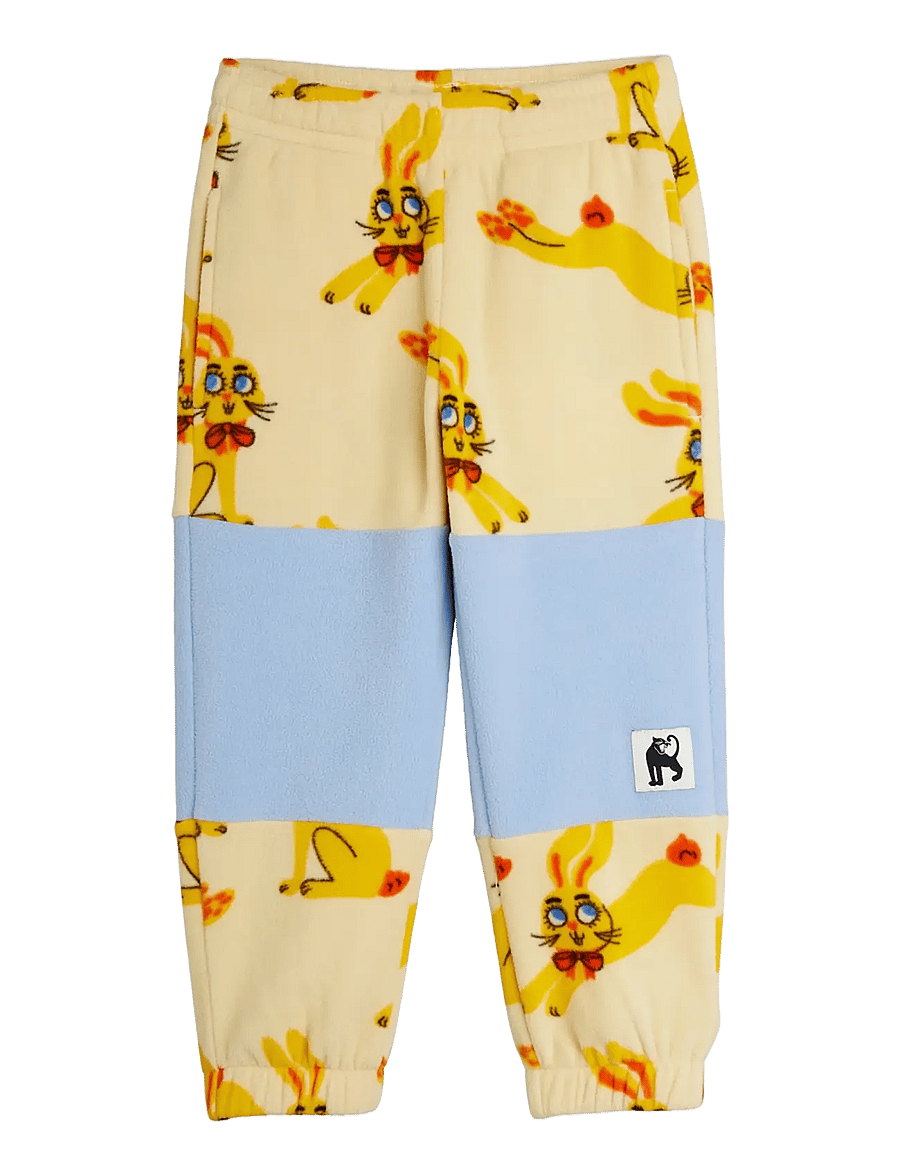Mini Rodini - Rabbits aop fleece trousers - jogginghosen - yellow - 0