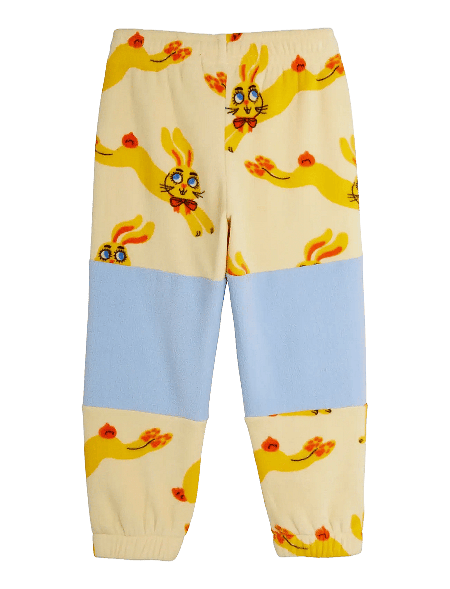 Mini Rodini - Rabbits aop fleece trousers - jogginghosen - yellow - 1