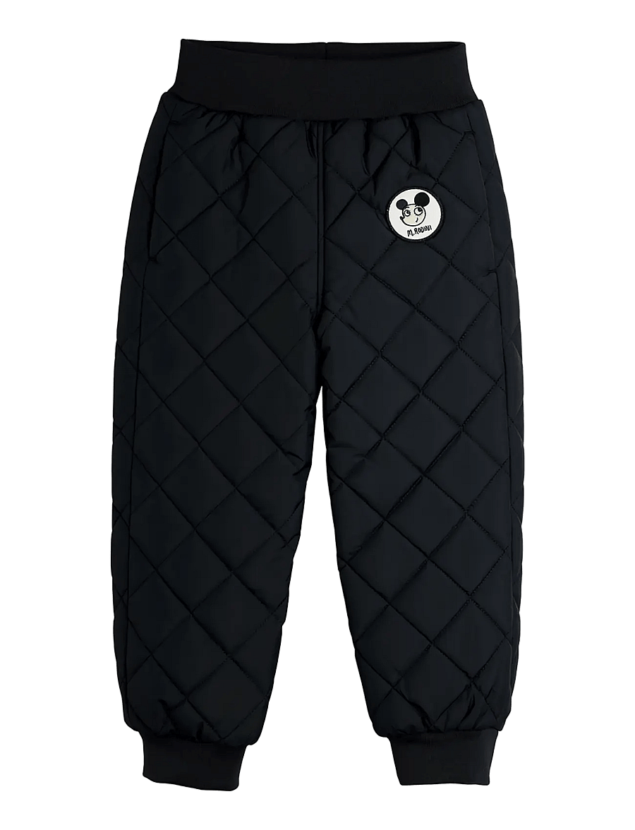 Mini Rodini - Ritzratz patch quilted outerwear trousers - termobukser - black - 0