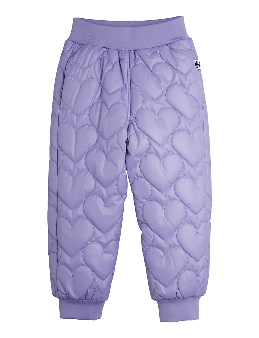 Mini Rodini - Hearts quilted outerwear trousers - ungbarnabuxur - purple - 0