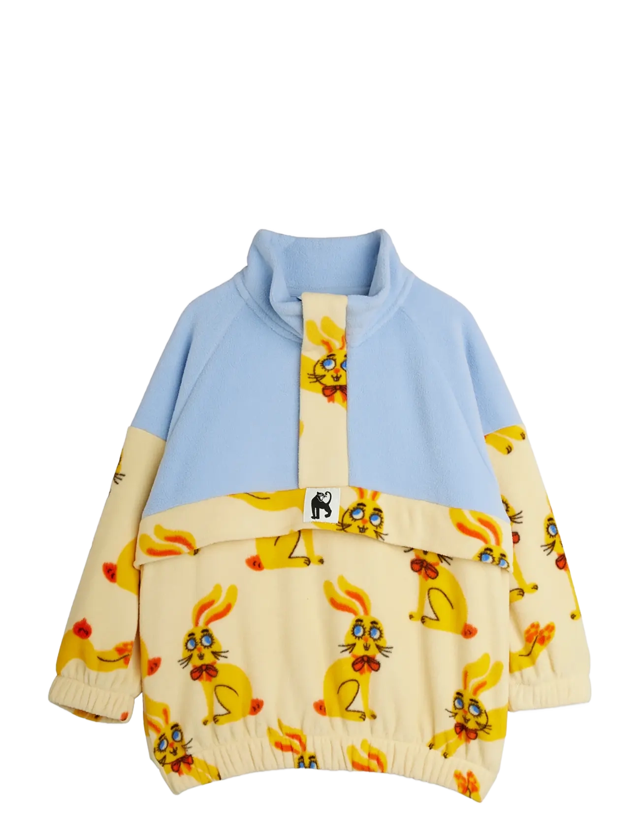 Mini Rodini Rabbits Aop Fleece Halfzip Sweater, 92/98, Sweatshirts & Hoodies, Gelb - Sweatshirts, Kinder