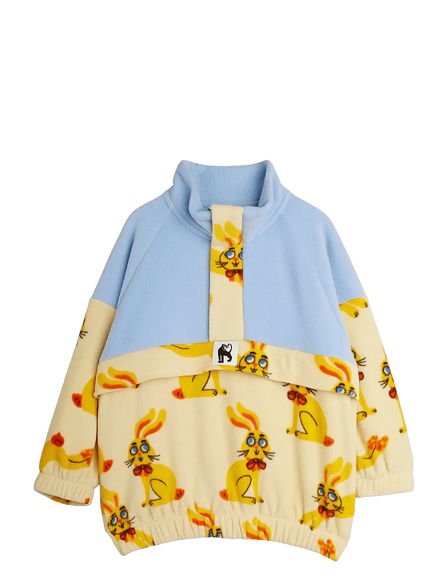 Mini Rodini - Rabbits aop fleece halfzip sweater - dressipluusid - yellow - 0