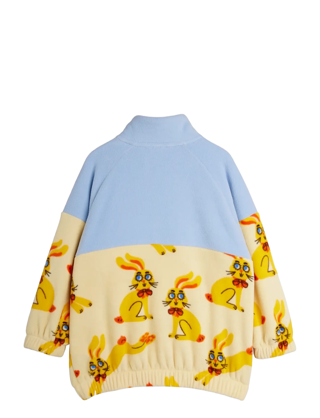 Mini Rodini - Rabbits aop fleece halfzip sweater - yellow - 1